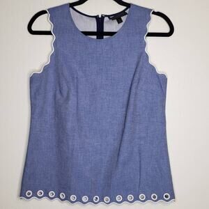 J. Crew| Summer Scalloped Chambray Grommet Top